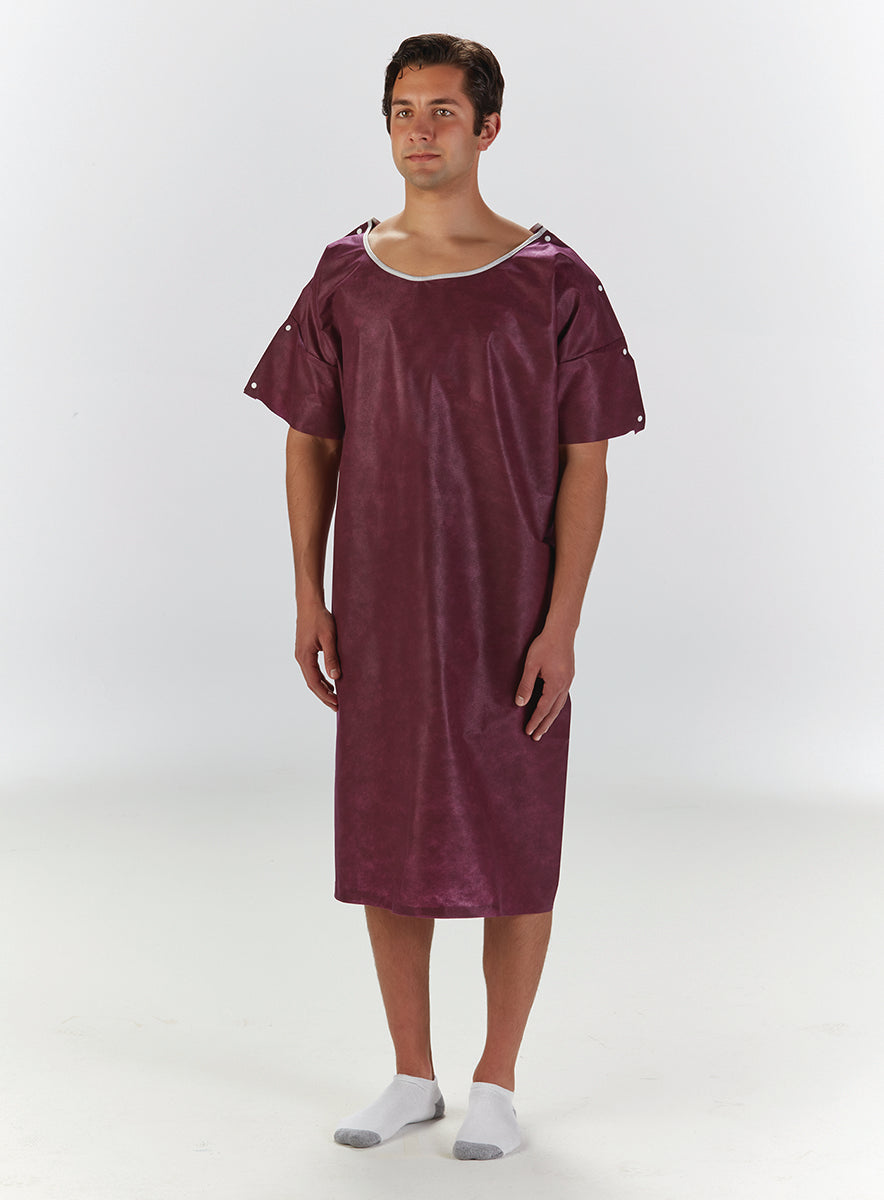 Gown, Nonwoven, with Snaps, Large, Maroon, 10/bg, 3 bg/cs