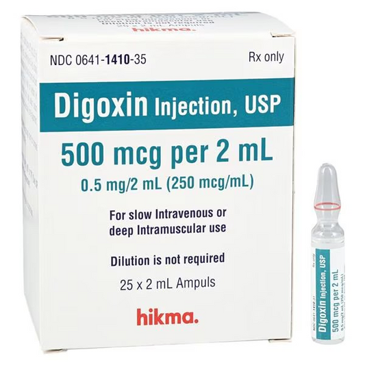 Digoxin Injection 250mcg/mL Ampule 2mL 25/Package (1410-35)