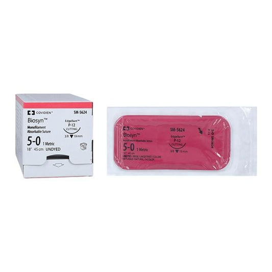Suture, Premium Reverse Cutting, Size 5-0, Undyed, 18", Needle P-12, 3/8 Circle, 1 dz/bx (Continental US Only)