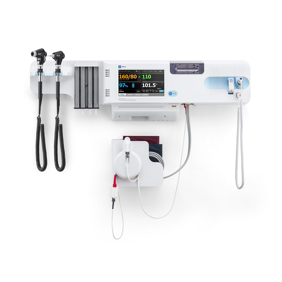 Connex Integrated Wall System, Nellcor SpO2, SureTemp Plus Thermometry, BP Cuff, Cord Management System, Integrated MacroView Otoscope, PanOptic Ophthalmoscope, SureBP Non-Invasive Blood Pressure, Pulse Rate, MAP, Programmable Alarms, BP Averaging, Adult/ Pediatric/ Neonate Patient Support, (4) USB Ports, Ethernet Port, 100-240V, 50-60Hz AC, IEC Plug Type B (US Only) (Item is considered HAZMAT and cannot ship via Air or to AK, GU, HI, MP, PR, VI)