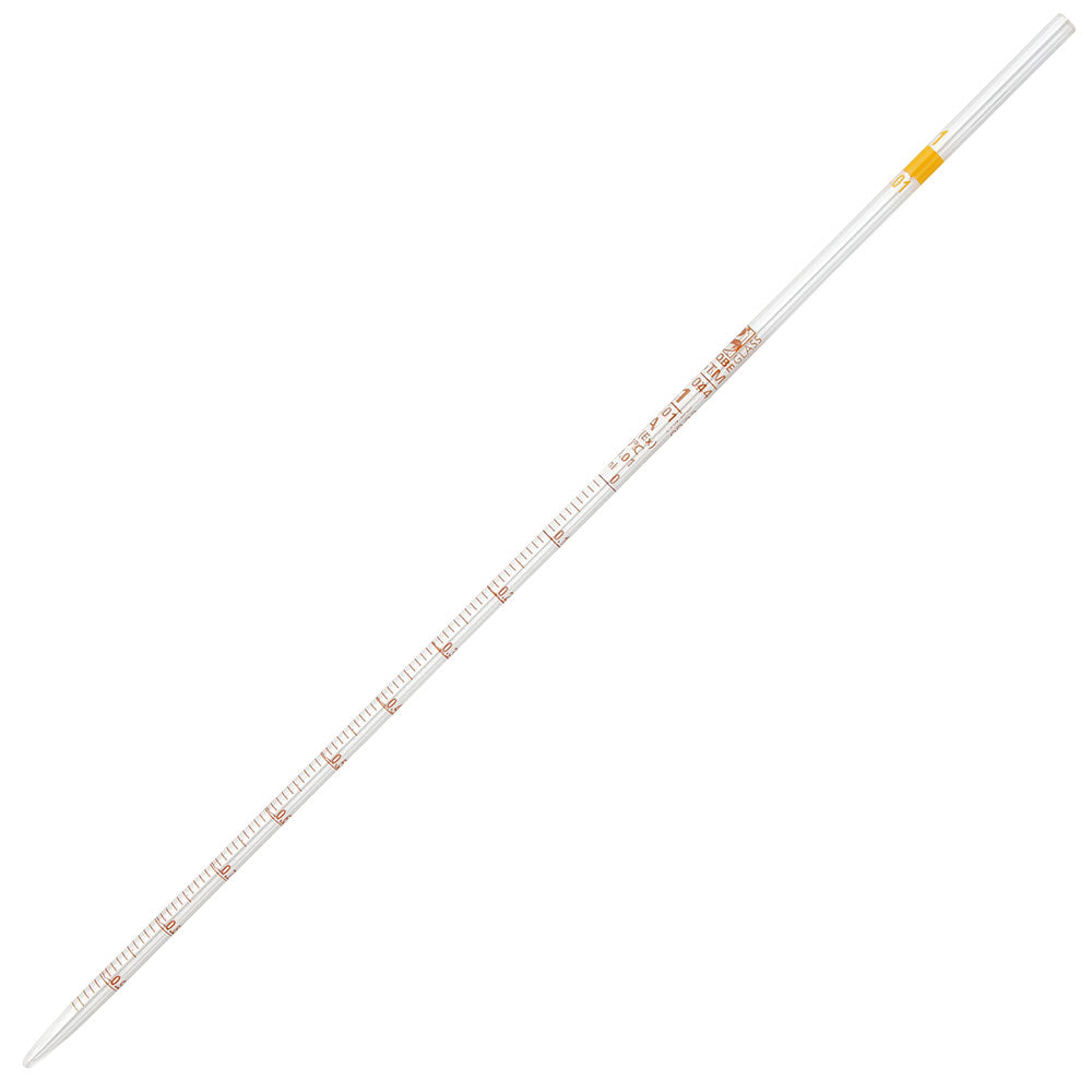 Pipette, Serological, Globe Glass, Reusable, 1mL, Class A, To Deliver (TD), 0.01 Graduations, Yellow Band, 6/bx