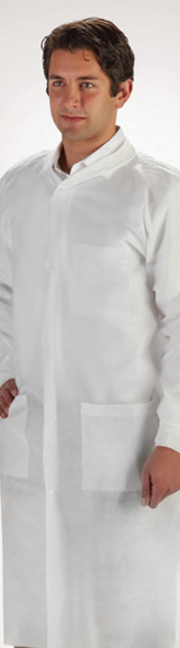 Labmates Coat, 3-Pocket, 2X-Large, Nonwoven, White, 50/cs