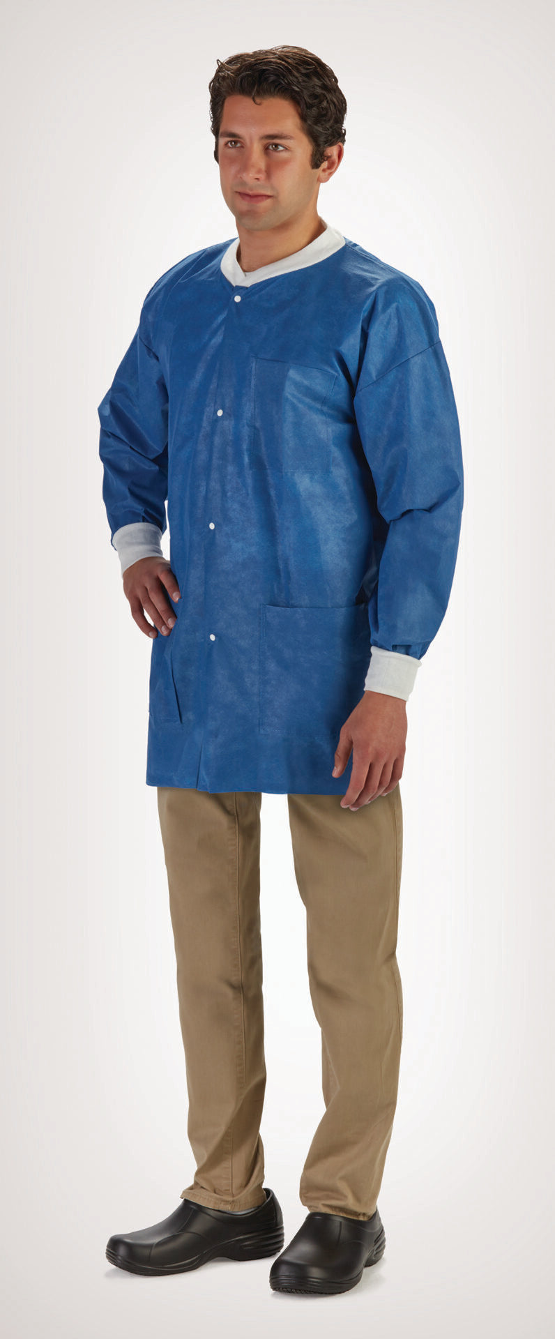 Labmates Jacket, 3-Pocket, Large, Nonwoven, Blue, 50/cs