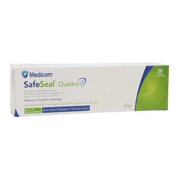 Quattro Sterilization Pouch, 2_" x 9", 200/bx, 6 bx/cs (Not Available for sale into Canada)