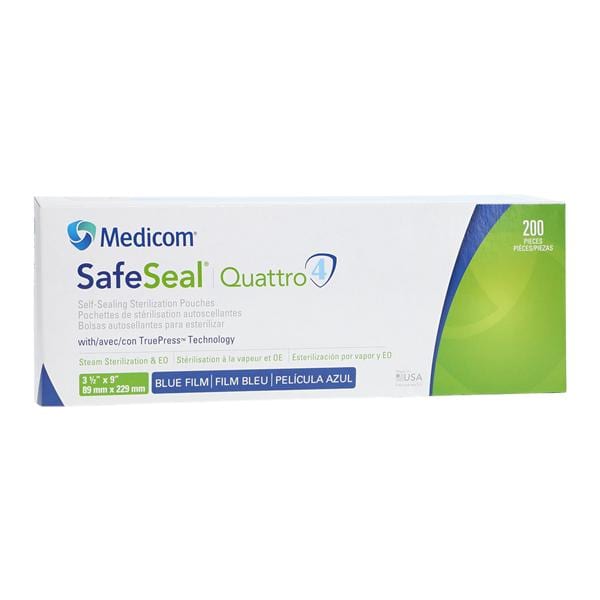 Quattro Sterilization Pouch, 3_" x 9", 200/bx, 6 bx/cs (100 cs/plt) (Not Available for sale into Canada)