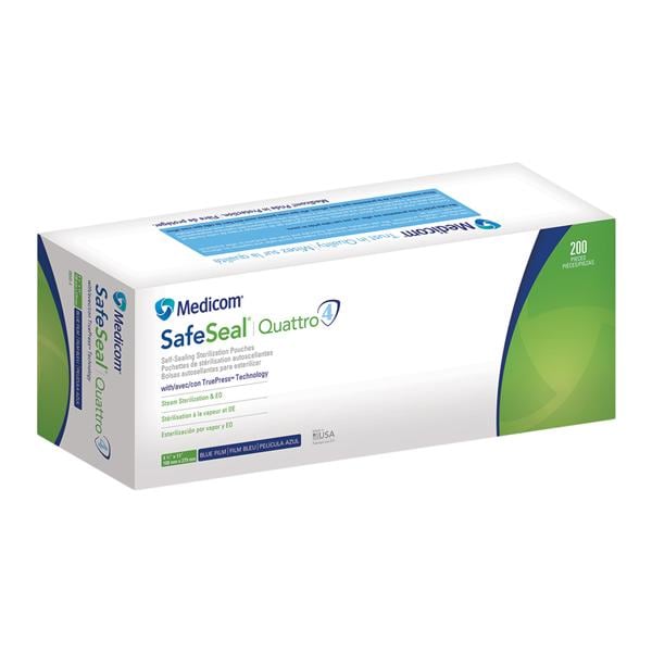 Quattro Sterilization Pouch, 4 1/4" x 11", 200/bx, 6 bx/cs (Not Available for sale into Canada)