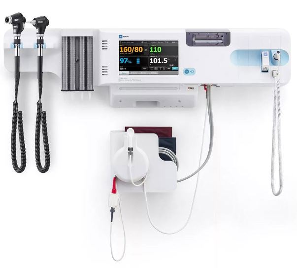 Connex Integrated Wall System, Masimo SpO2, SureTemp Plus Thermometry, Braun ThermoScan PRO 6000 Thermometry, BP Cuff, Cord Management System, Integrated MacroView Otoscope, PanOptic Ophthalmoscope, SureBP Non-Invasive Blood Pressure, Pulse Rate, MAP, Programmable Alarms, BP Averaging, Adult/ Pediatric/ Neonate Patient Support, (4) USB Ports, Internal 802.11 a/b/g Wireless Radio, 100-240V, 50-60Hz AC, IEC Plug Type B (US Only) (Item is considered HAZMAT and cannot ship via Air or to AK, GU, HI, MP, PR, VI)