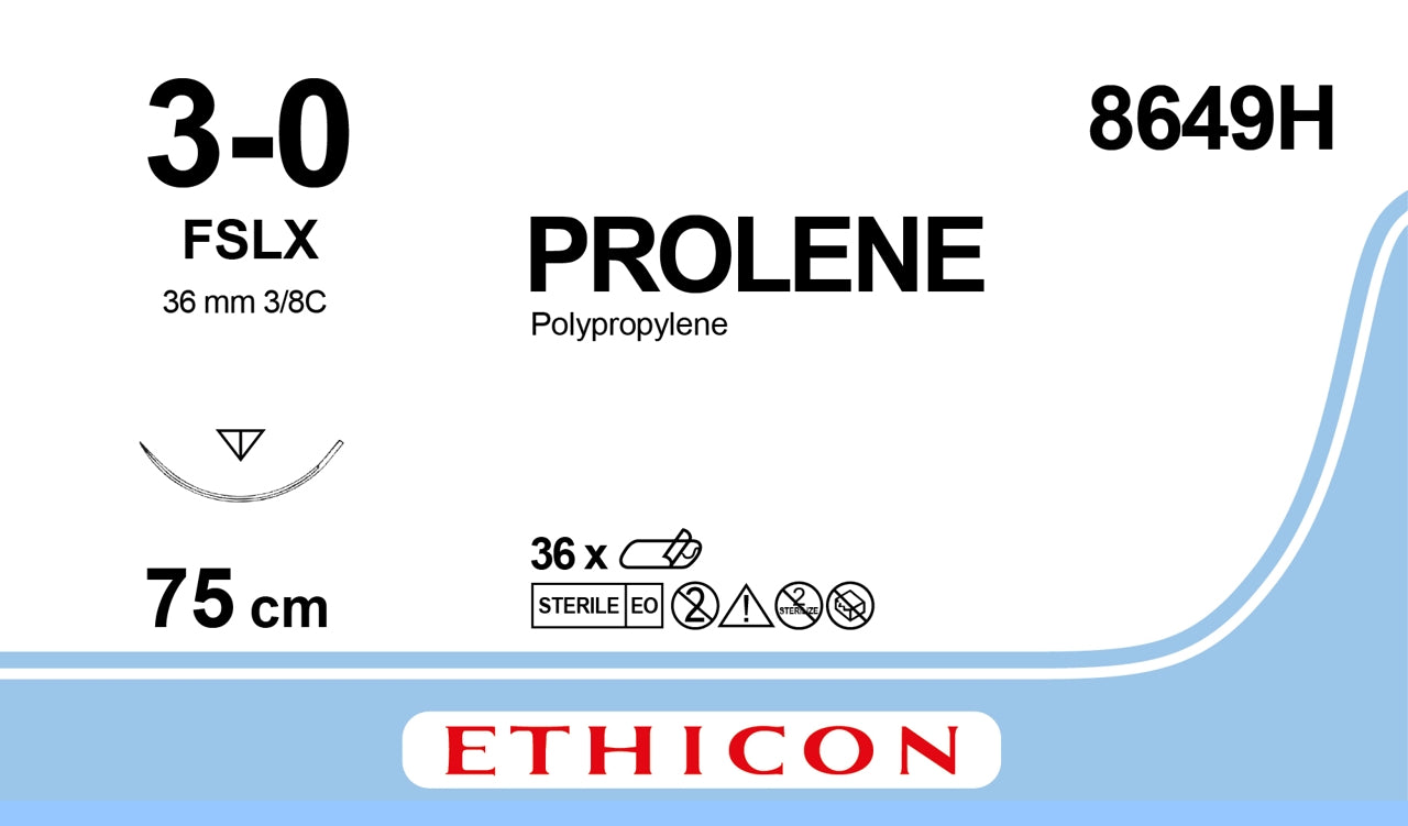 Suture, Reverse Cutting, Size 3-0, Taper Point, Blue Monofilament, Needle FSLX, 3/8 Circle, 3 dz/bx (Continental US Only)