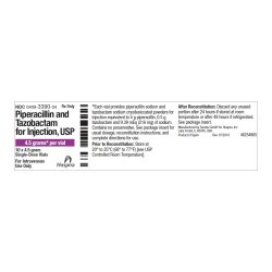 Piperacillin and Trazobactam for Injection, 4.5 g Vial, Single Dose, Glass Fliptop Vial, 10/bx (Rx) (Item is Non-Returnable) (We must have your Wholesale Drug License on File before shipping this product) (US Only, Excluding IN and ND)