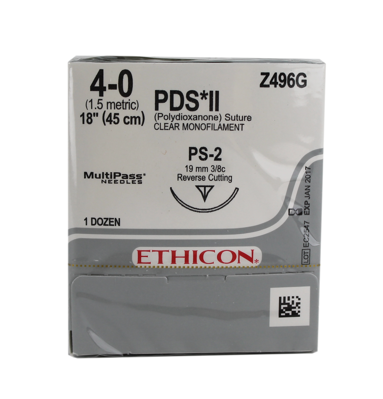 Suture, Precision Point Reverse Cutting, Size 4-0, 18", Clear Monofilament, Needle PS-2, _ Circle, 1 dz/bx (Continental US Only)