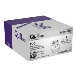 PDO Suture, Heavy Needle, Size 1, 30cm x 30cm, 36mm, 1/2 Circle, 12/bx