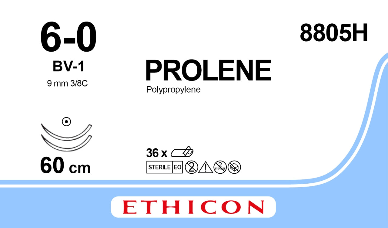 Suture, Taper Point, Size 6-0, 24", Blue Monofilament, Needle BV-1,BV-1, 3/8 Circle, 3 dz/bx (Continental US Only)