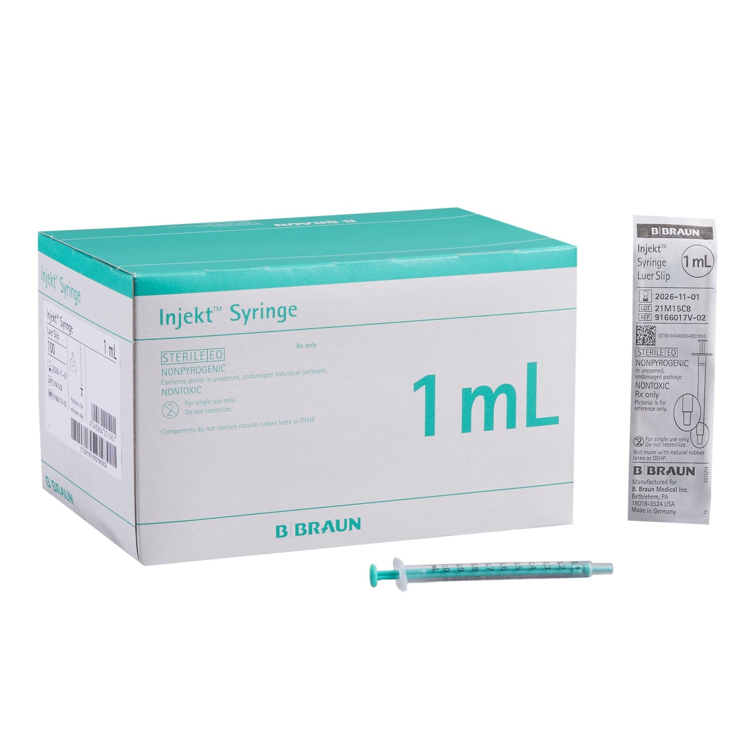 Injekt 1 ml Luer Slip Syringe, DEHP & Latex Free (LF), 100/bx, 18 bx/cs (Rx) (Continental US+HI Only)
