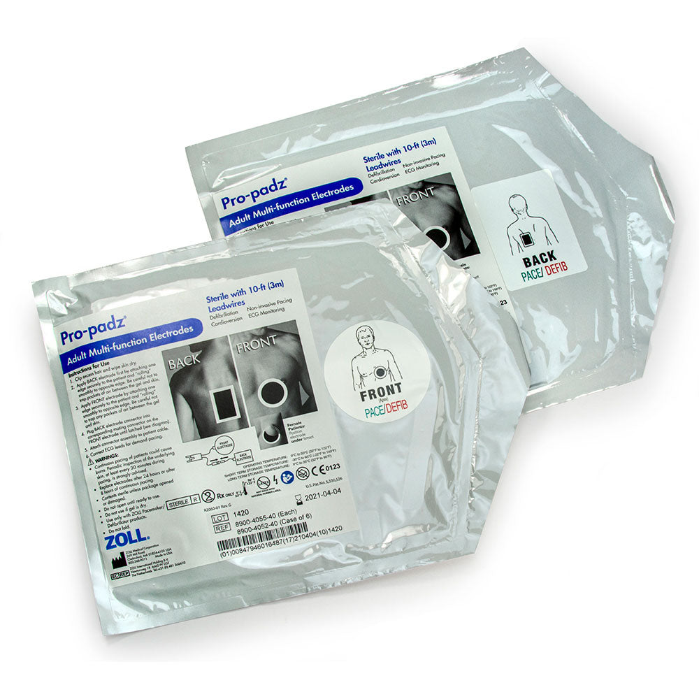 Pro-Padz Multi-Function Electrodes, 10-Foot Lead Wires, 12 Month Shelf Life, 6 pr/cs (Non-Returnable)