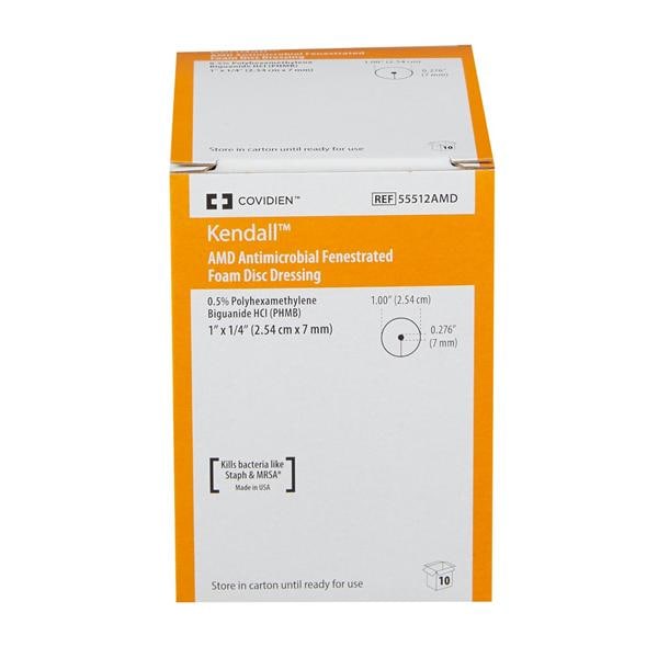 Antimicrobial Foam Dressing, 1" Dia Disc, Fenestrated, 7mm Hole, 40/cs (Continental US Only) (Manufacturer Backorder - Inventory Limited when Available)