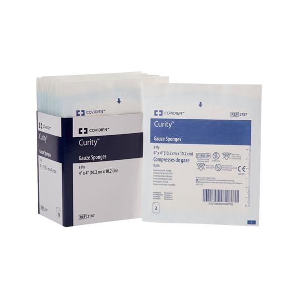 Premium Woven Gauze Sponge, 4" x 4", 8-Ply, Sterile, 2/pch, 25 pch/tray, 1 tray/bx, 24 bx/cs (Continental US Only)