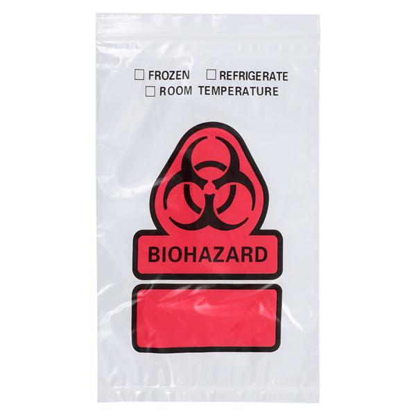 Specimen Transport Bag, Printed BIOHAZARD in Orange & Black, 4" x 6" Clear Poly, 2 Wall,  1000/cs (DROP SHIP ONLY)