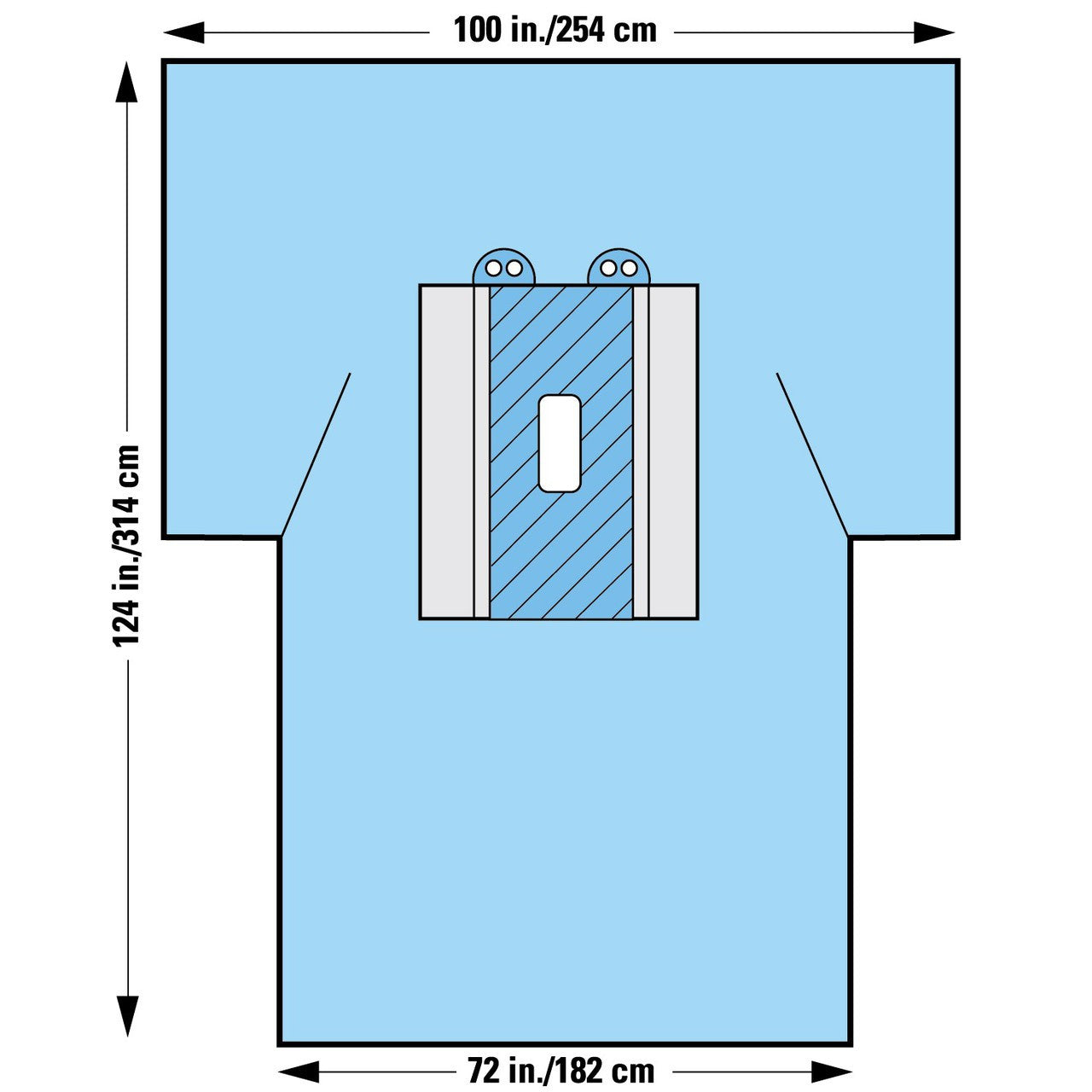 Laparotomy Drape with Pouches, 100" x 72" x 124", Sterile, 13/cs (US Only)