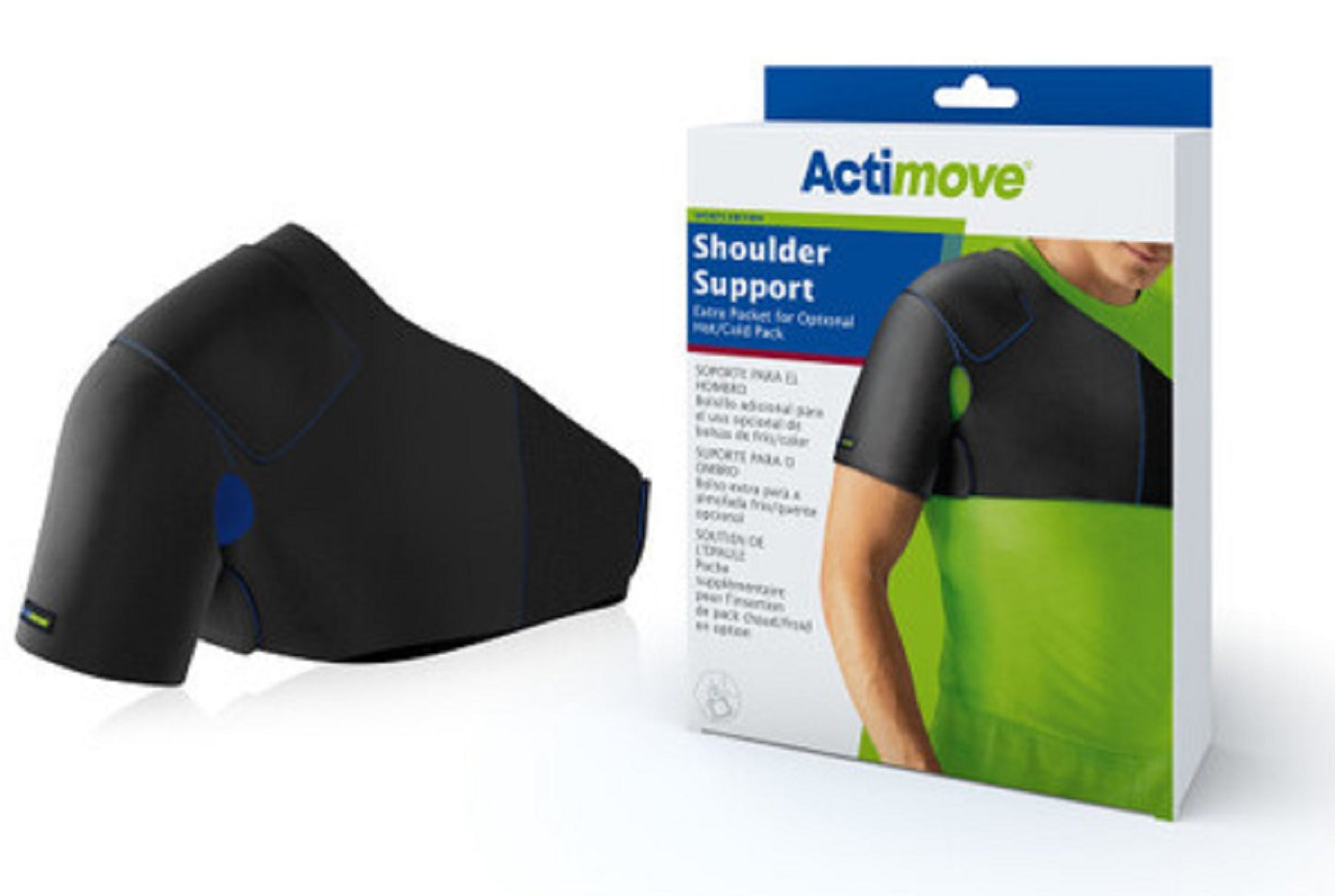 Actimove Shoulder Support, Extra Picket for Optional Hot/Cold Pack, Black, Small (Continental US Only)