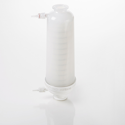 Supracap 100 Depth Filter Capsule, In-Line Style, 5" Length, with Dual-Layer Media Grade PDH4 (0.5-15m Retention Rating), 1 to 1_" Sanitary Flange Inlet and Outlet
