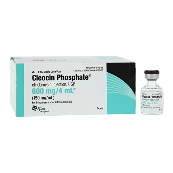 Cleocin Phosphate Clindamycin Phosphate, 600 mg/ ml Injection, 4 ml Vial, 25/pk (Rx) (Item is Short-Dated; Non-Returnable) (We must have your Wholesale Drug License on File before shipping this product) (US Only, Excluding IN and ND)