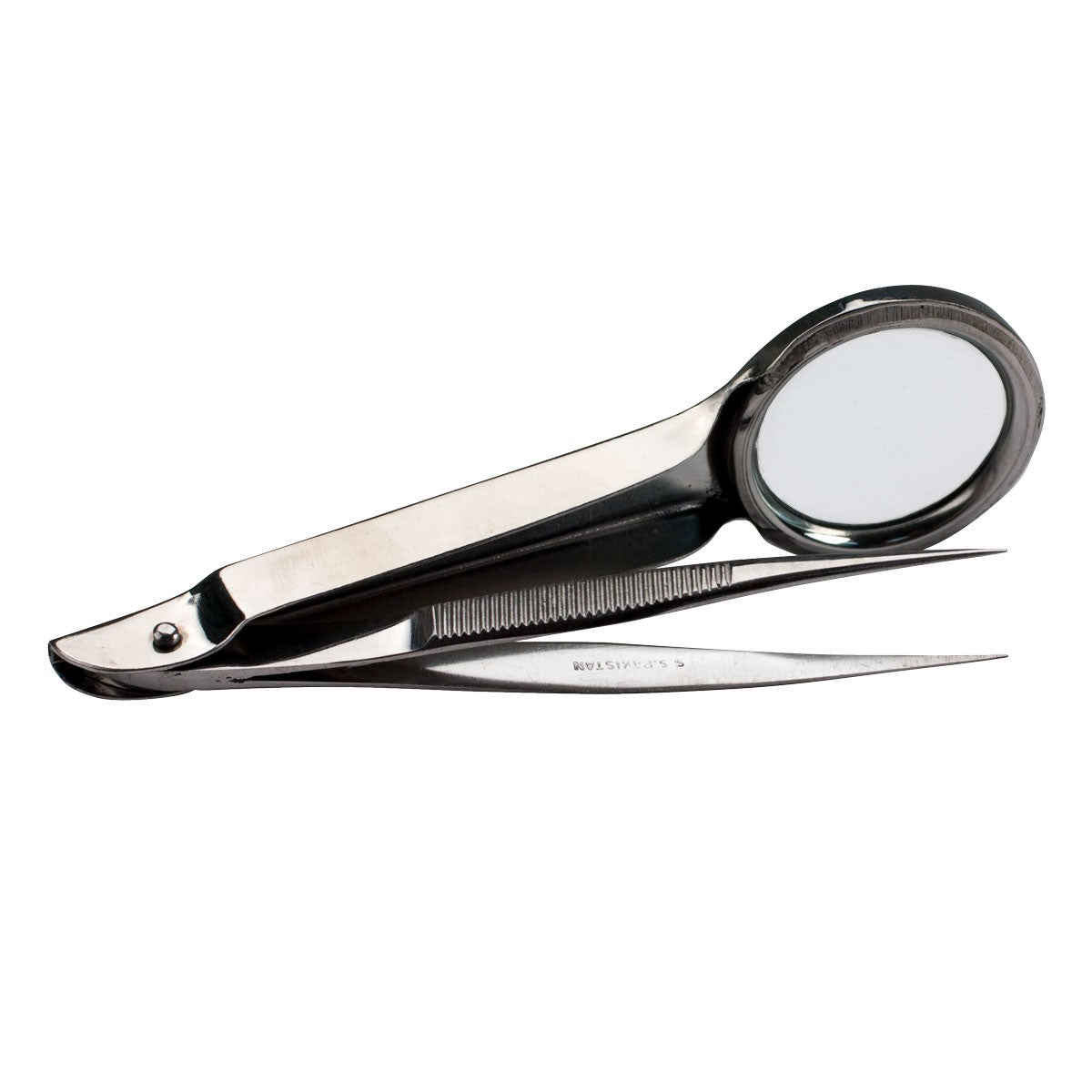 Forceps, Pointed Steel, w/ Magnifying Glass, 12/bx (DROP SHIP ONLY - $150 Minimum Order)