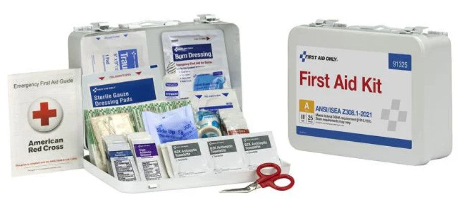 First Aid Kit, Metal, Custom Logo, 25 Person, ANSI 2021 Class A (DROP SHIP ONLY - $150 Minimum Order)