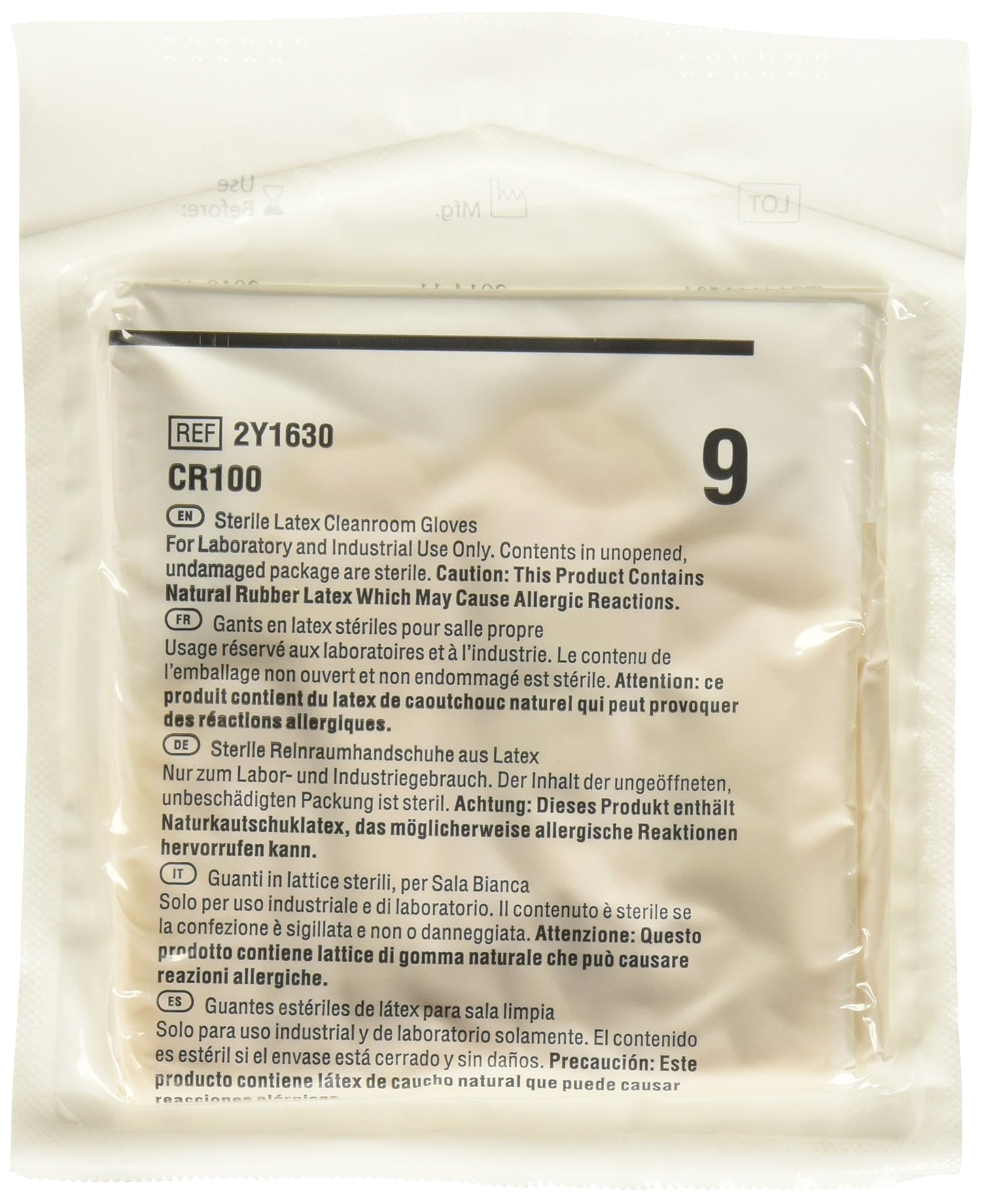 Glove, Cleanroom, Powder-Free (PF), Latex, Size 9.0, Sterile, 100 pr/cs (This Product is Not Intended for Use on Patients) (Continental US Only) **On Manufacturer Backorder so lead times may be longer than usual**
