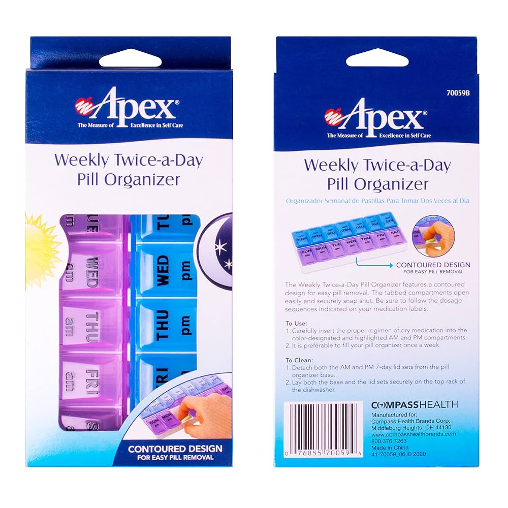 Pill Organizer, Weekly, Twice-A-Day