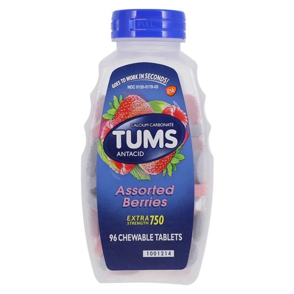 Tums EX Antacid Chewable Tablets, 750mg, Assorted Berry, Twist Cap. 96/btl, 24 btl/cs (Available for sale in US only) (Products cannot be sold on Amazon.com or any other third Party sites.) (Item is Non-Returnable)