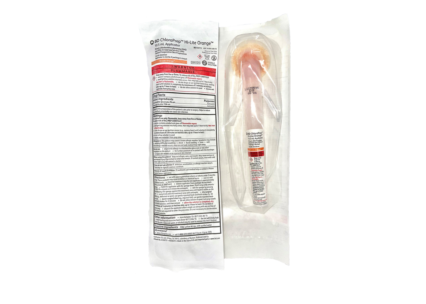 ChloraPrep Hi-Lite Orange Tint Applicator, 10. 5ml, Sterile, 25/bx, 4 bx/cs (Temp Sensitive; Non-Returnable) (Continental US Only) (Item is considered HAZMAT and cannot ship via Air or to AK, GU, HI, MP, PR, VI) (Drop Ship Requires Pre-Approval)