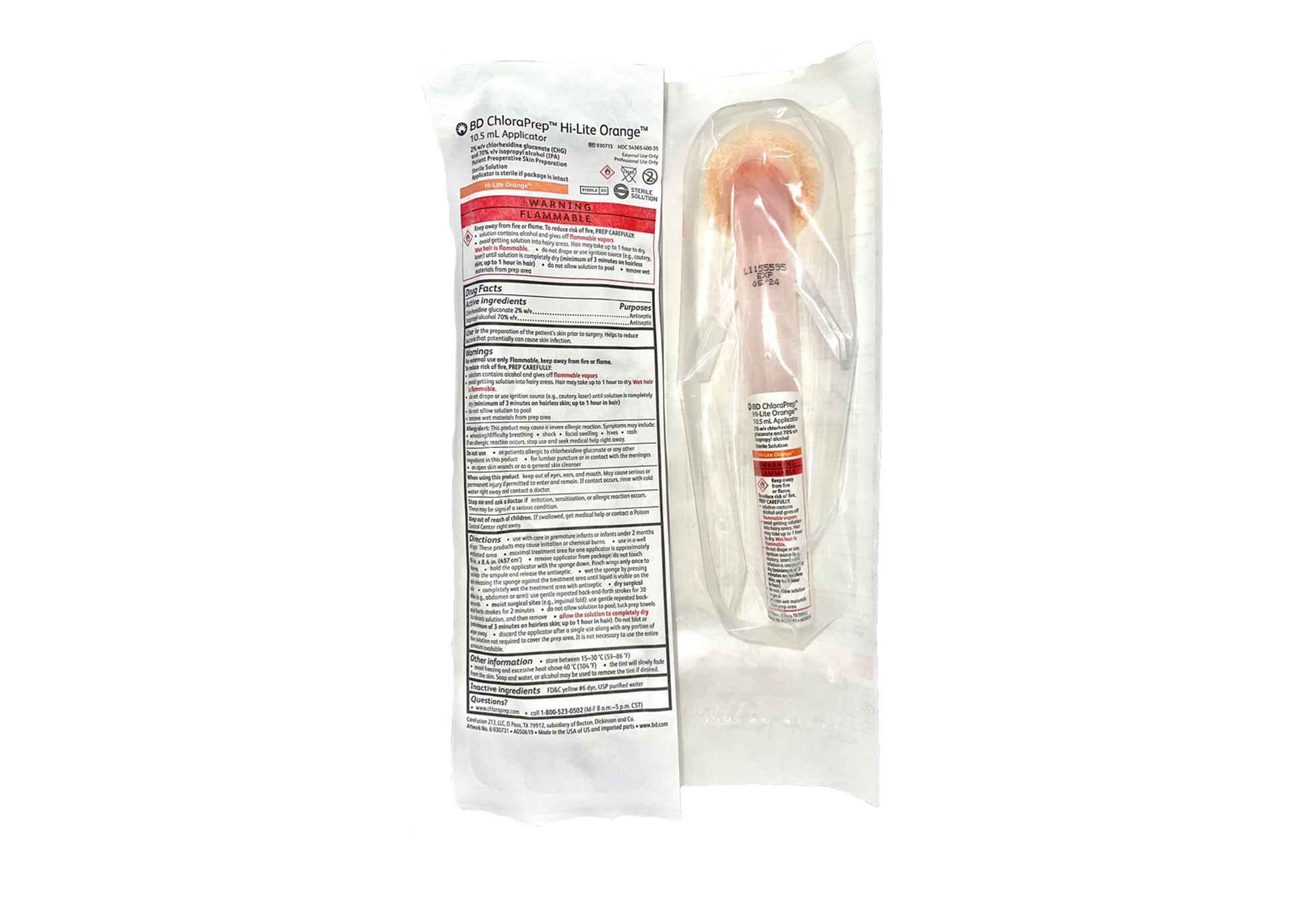 ChloraPrep Hi-Lite Orange Tint Applicator, 10. 5ml, Sterile, 25/bx, 4 bx/cs (Temp Sensitive; Non-Returnable) (Continental US Only) (Item is considered HAZMAT and cannot ship via Air or to AK, GU, HI, MP, PR, VI) (Drop Ship Requires Pre-Approval)