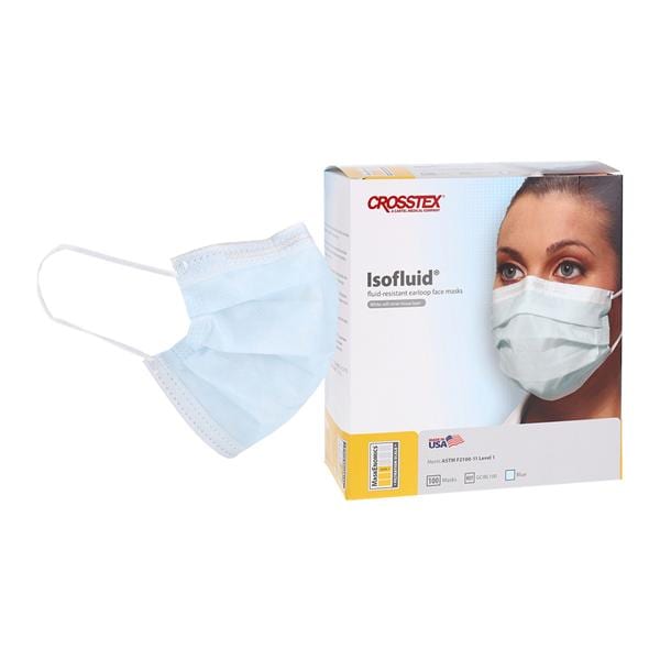 ASTM Level 1 Mask, Latex Free (LF), Blue, 100/bx, 5 bx/cs