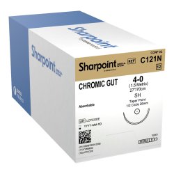 Chromic Gut Suture, Taper Point, Size 4-0, 30"/75cm, 26mm, 1/2 Circle, 12/bx