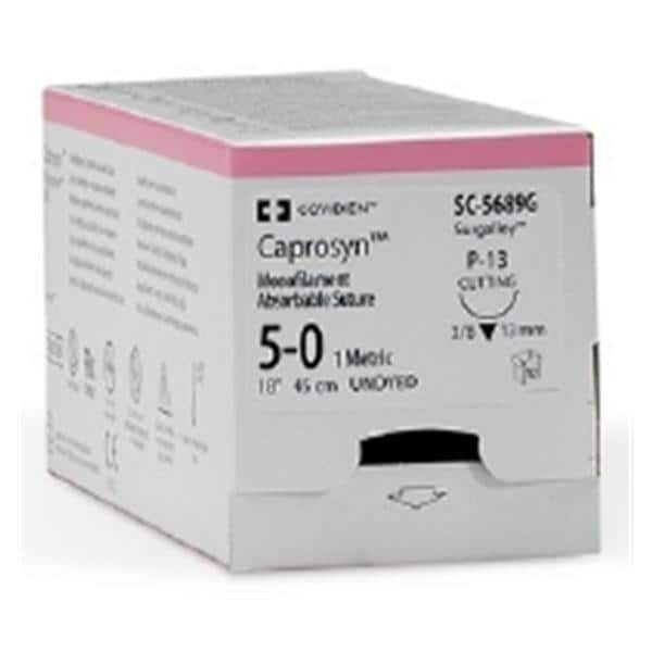 Suture, Premium Reverse Cutting, Size 6-0, Undyed, 18", Needle P-13, 3/8 Circle, 1 dz/bx (Continental US Only)