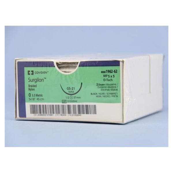 Suture, Taper Point, Size 0, Black, 5x18", Needle GS-21, _ Circle, 2 dz/bx (Continental US Only)