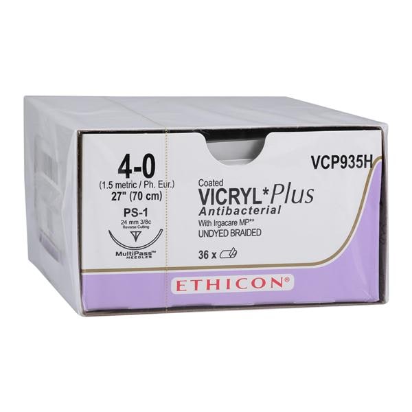Suture, Precision Point Reverse Cutting, Size 4-0, 27", Undyed Braided, Needle PS-3, 3/8 Circle, 3 dz/bx (Continental US Only)