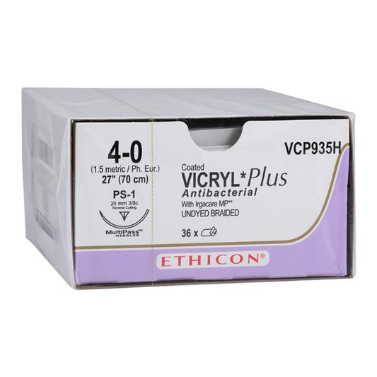 Suture, Precision Point Reverse Cutting, Size 4-0, 27", Undyed Braided, Needle PS-3, 3/8 Circle, 3 dz/bx (Continental US Only)