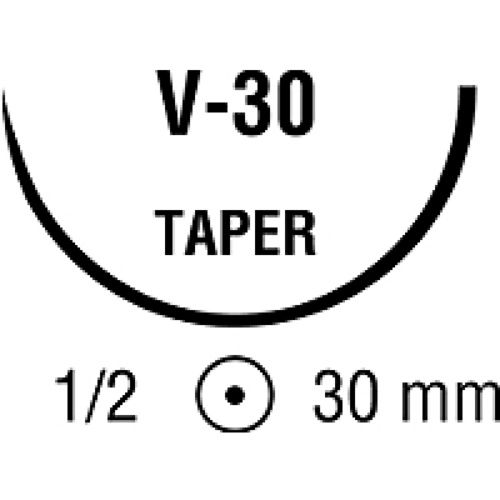 Suture, Taper Point, Size 3-0, Black, 30", Needle V-30, _ Circle, 3 dz/bx (Continental US Only)