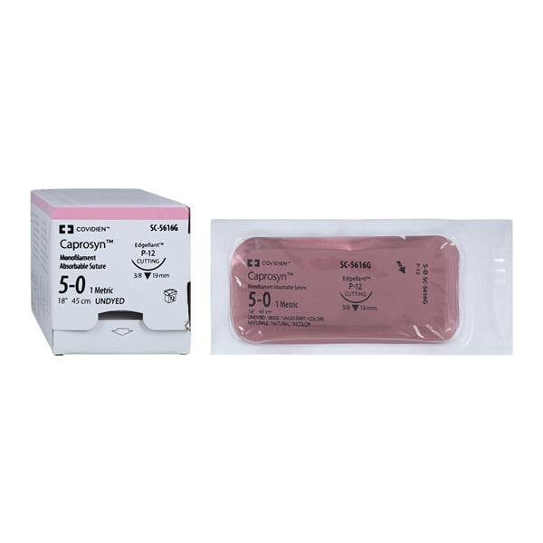 Suture, Premium Reverse Cutting, Size 5-0, Undyed, 18", Needle P-12, 3/8 Circle, 1 dz/bx (Continental US Only)