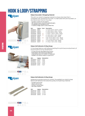 Rolyan Self-Adhesive D-Ring Straps, Beige, 2" x 18" 10/pk (US Only)