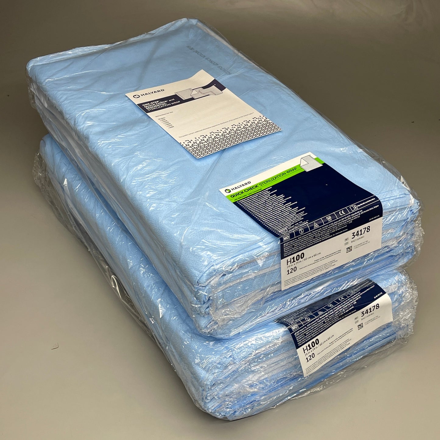 H100, Regular Sterilization Wrap, 24" x 24", 120/bg, 2 bg/cs (US Only)