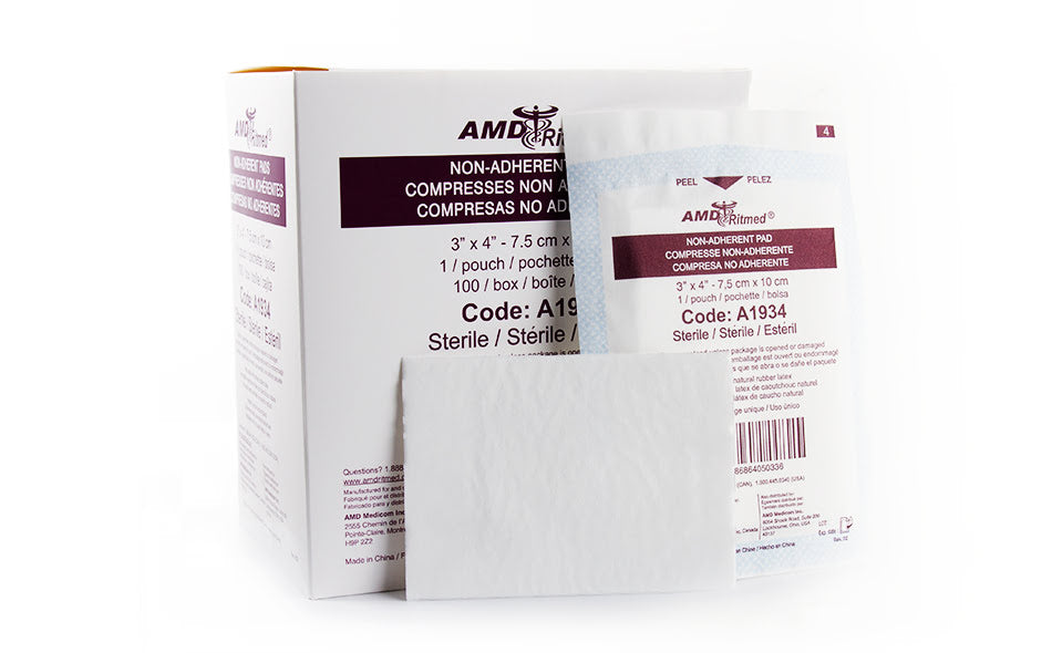 Non-Adherent Pads, 3_" x 8", White, Sterile, 50/bx, 12 bx/cs