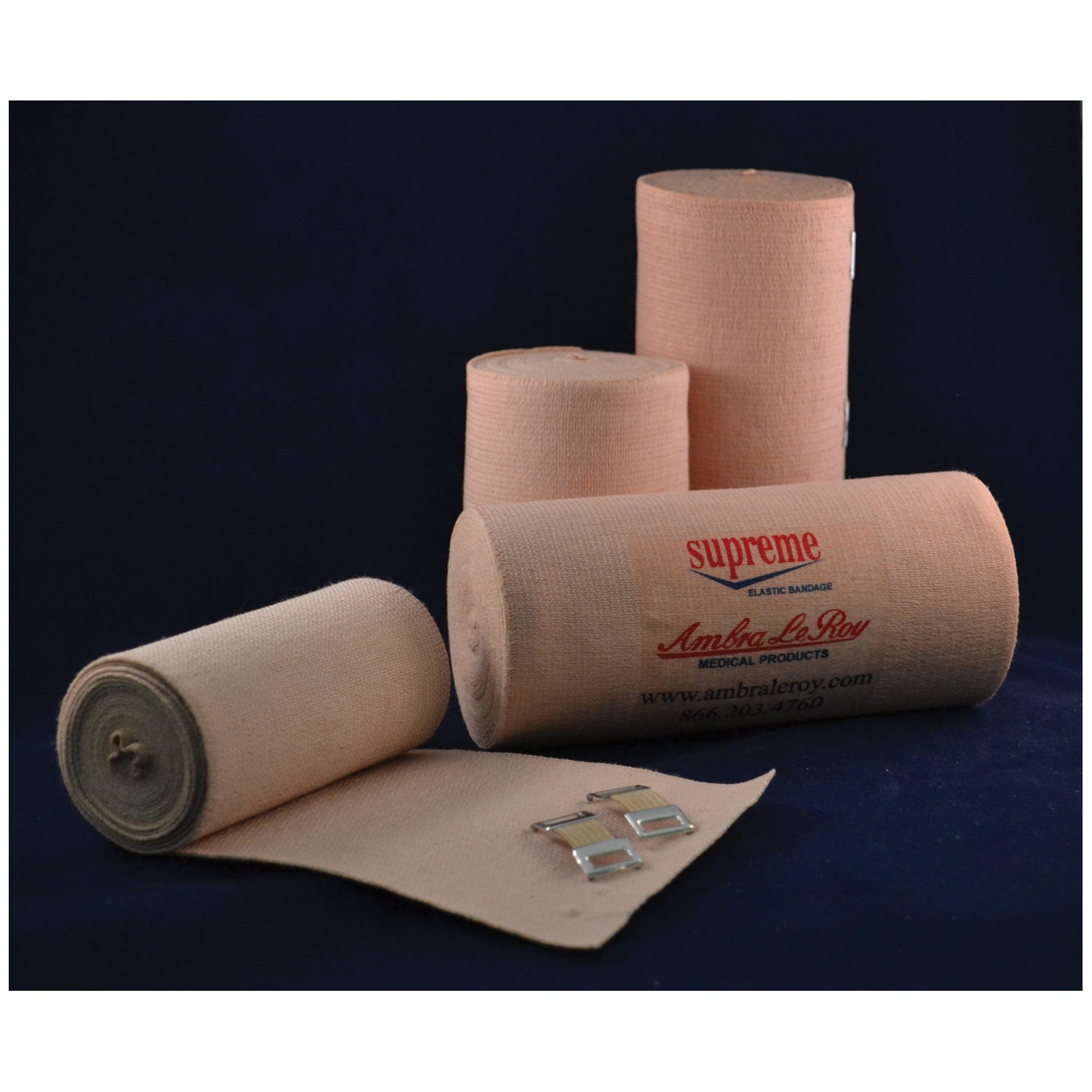 Premium Elastic Bandage, Orthopedic, 4" x 5 yds (Stretched) with Elastic Stretch Clips, Beige, Latex Free (LF), 10/bx, 5 bx/cs
