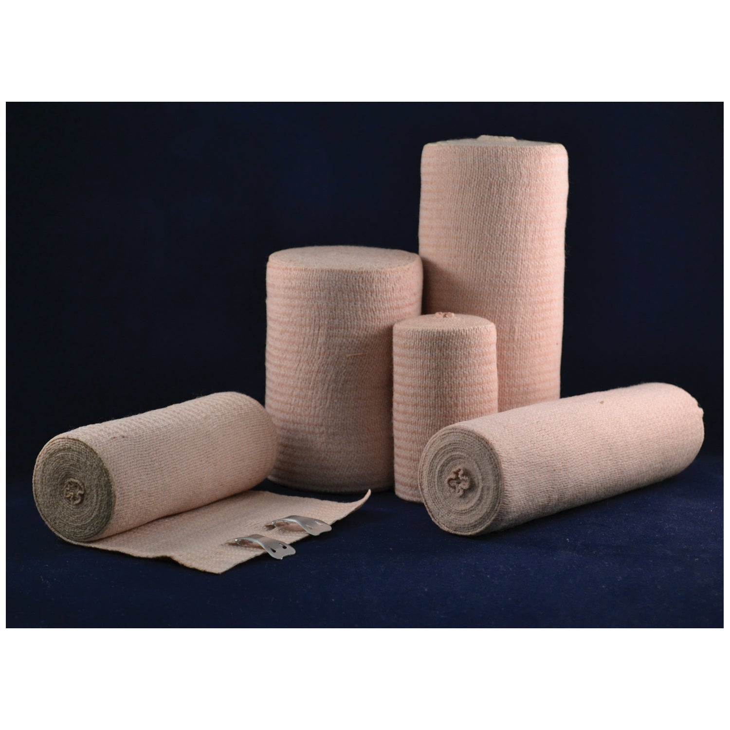 Economy Elastic Bandage, 2" x 5 yds (Stretched) with Standard Clips, Tan, Latex Free (LF), 10/bx, 5 bx/cs (US Only)