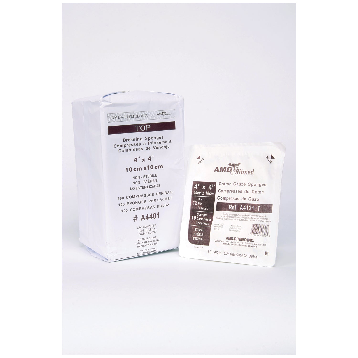 Gauze Sponge, 4" x 4", 12-Ply, Sterile 2s, 50/pk, 24pk/cs