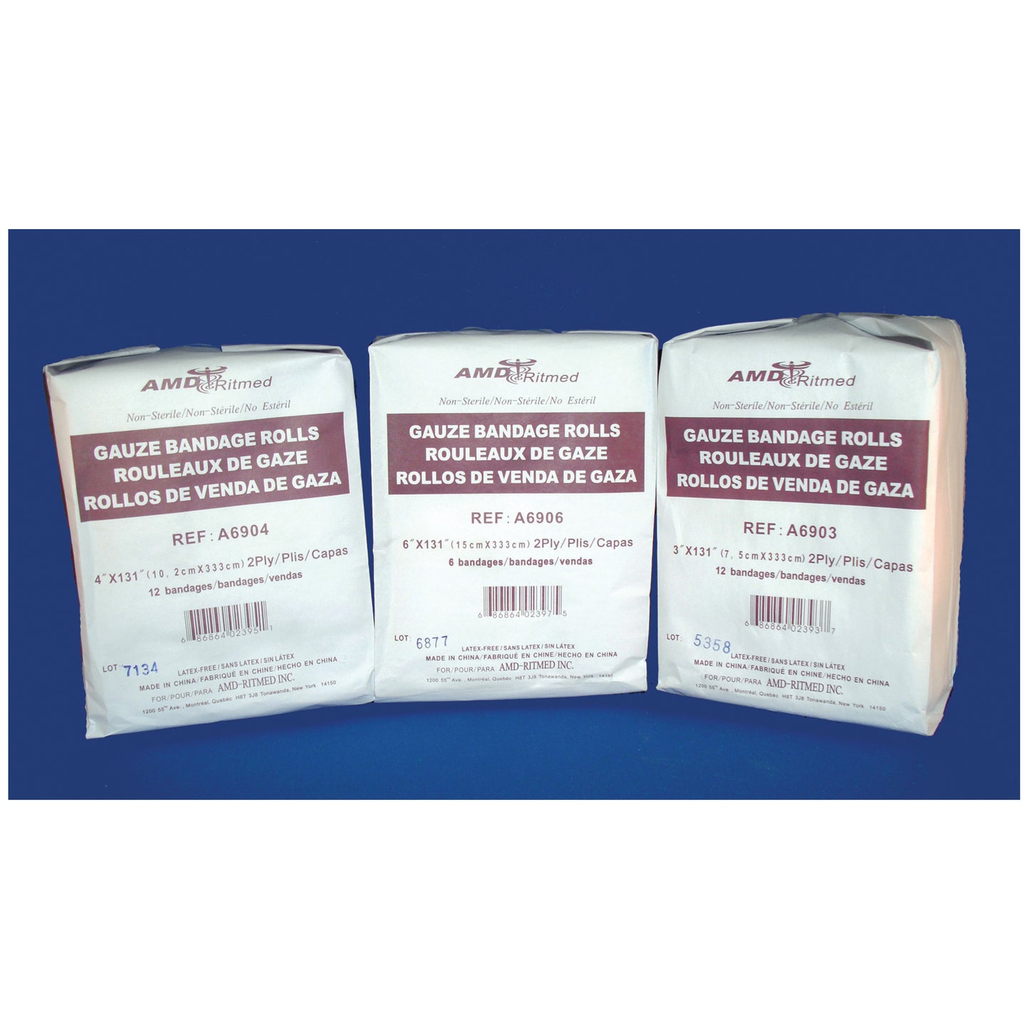 Gauze Bandage, 4" x 131", Sterile, 12/pk, 8 pk/cs
