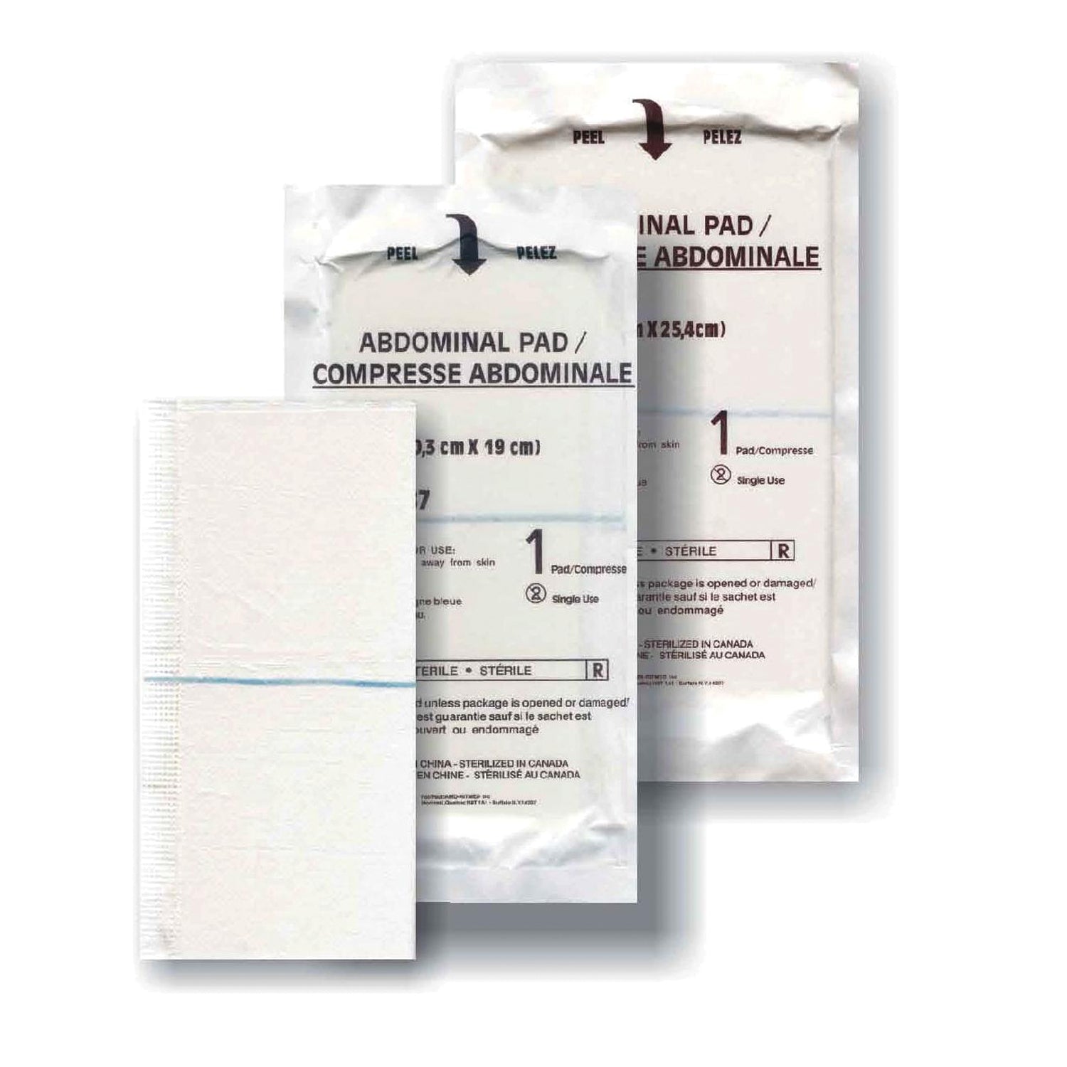 Abdominal Pad, 8" x 10", Non-Sterile, Sealed Ends, 432/cs