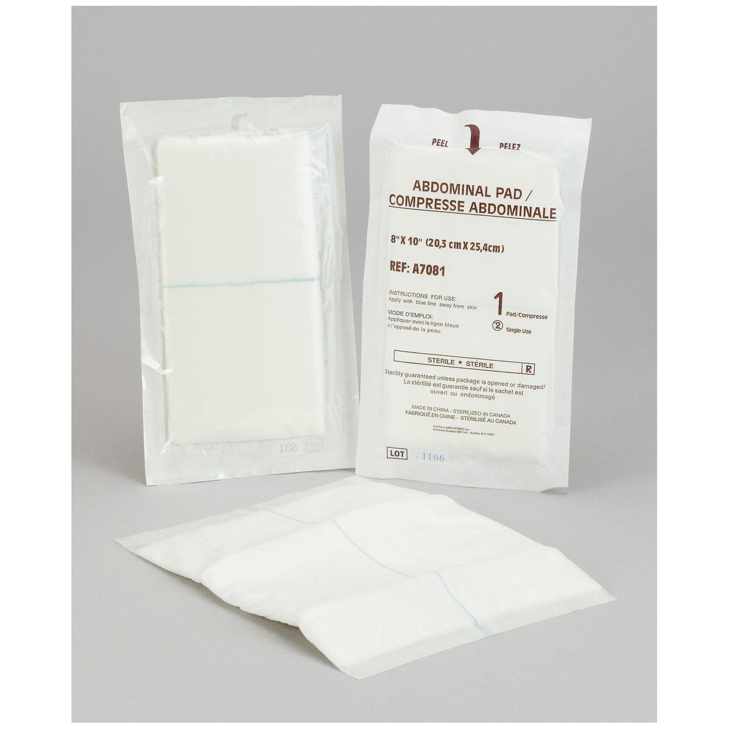 Abdominal Pad, 8" x 10", Sterile 1s, Sealed Ends, 24/pk, 15 pk/cs