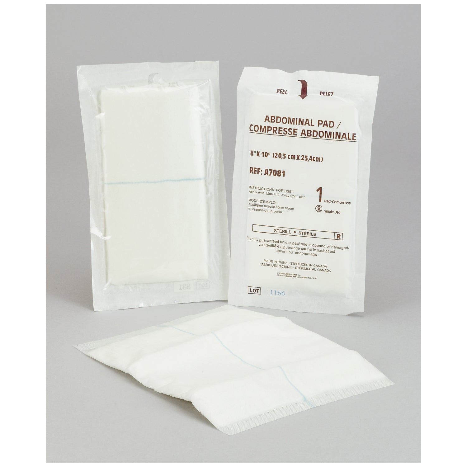 Abdominal Pad, 8" x 10", Sterile 1s, Sealed Ends, 24/pk, 15 pk/cs